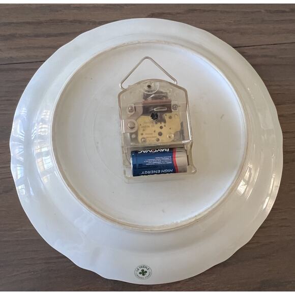 Vintage Le Trefle Limoges Porcelain Floral Wall Clock Plate C Battery Bulova 11" - Picture 6 of 9